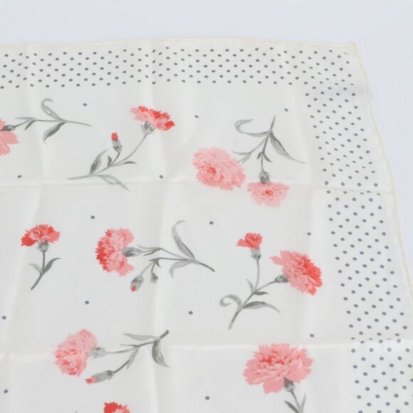 Dior Silk 100% Scarf Carnation Flower Floral Pattern Dot Beige Pink - Picture 4 of 10